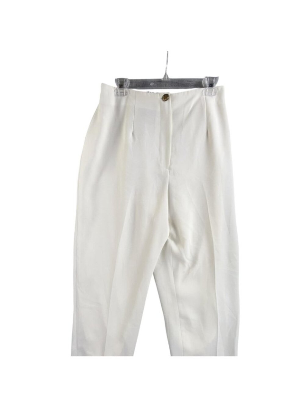 Vintage Criscione Dress Pants Womens Medium White Crepe Pleated Tapered USA Made - Picture 8 of 16